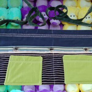 Blue Green Toggle Button Half Apron with a Hidden Zipper Pocket